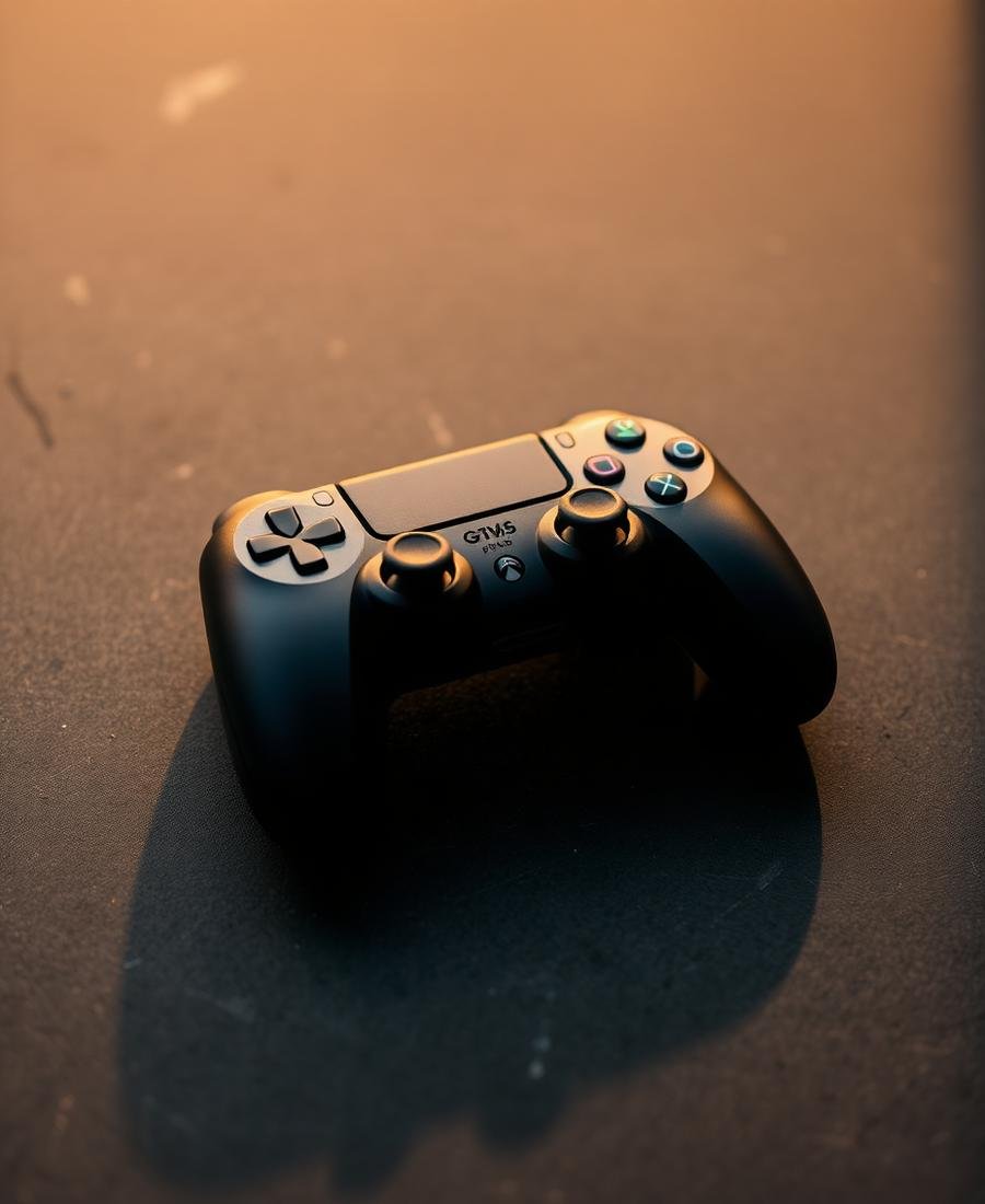 Controle de videogame sobre superfície escura